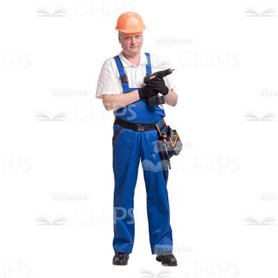 Builder Holding Drill With Both Hands Cutout Image-0