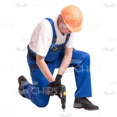 Cutout Image Of Builder Drilling Hole With Puncher-0
