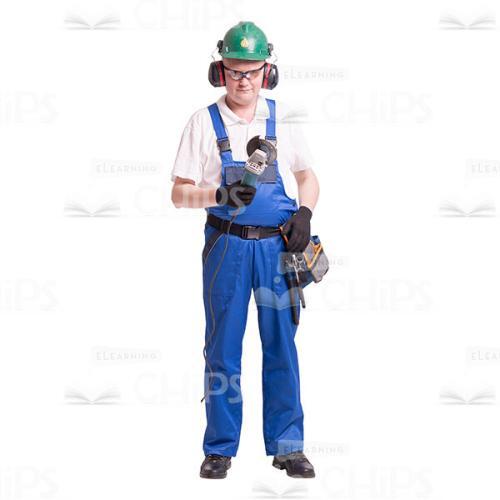 Cutout Image Of Confident Builder With Grinder-0