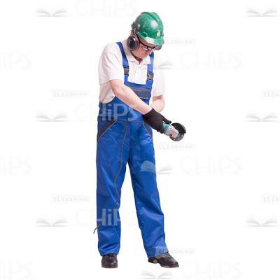 Confident Worker With Grinder Cutout Image-0