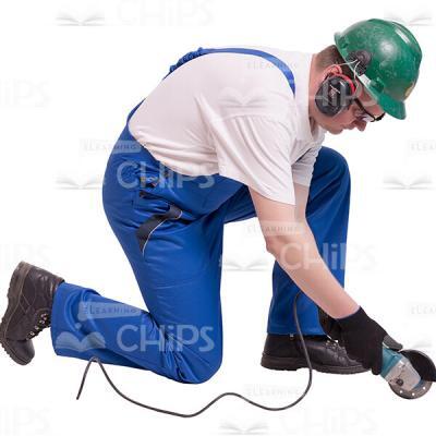 Adult Man Working With Grinding Power Tool Cutout Image-0