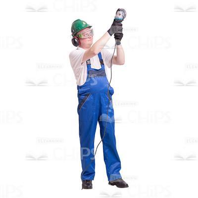 Mid-aged Worker Raising Grinder Up Cutout Picture-0