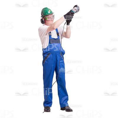 Cutout Picture Of Mid-aged Constructor Holding Grinder-0