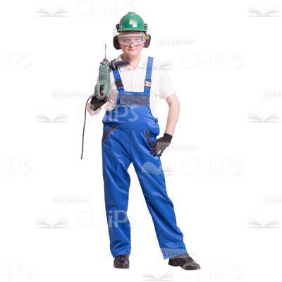 Man Holding Corded Drill With Right Hand Cutout Picture-0