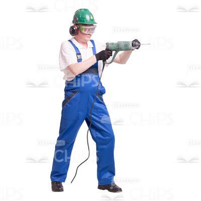 Half-Turned Worker Using Corded Drill Cutout Picture-0