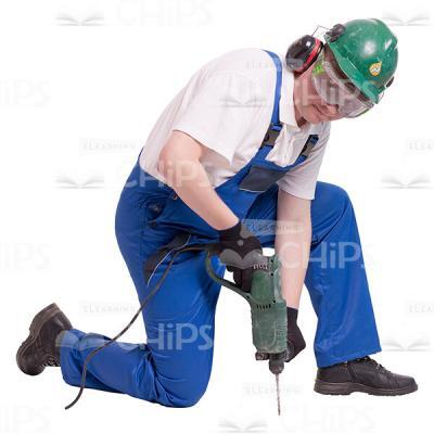 Cutout Picture Of Foreman Holding Drill With Both Hands-0
