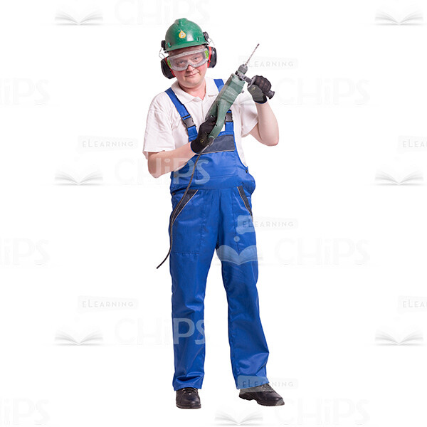 Smiling Builder Posing With Impact Drill Cutout Photo-0