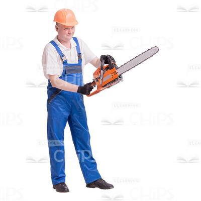 Smiling Worker With Chainsaw Cutout Photo-0