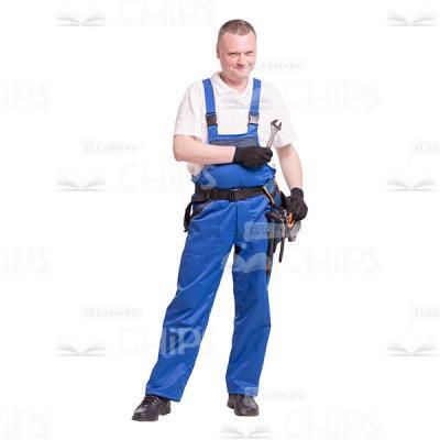 Smiling Repairman Holding a Spanner Cutout Photo-0