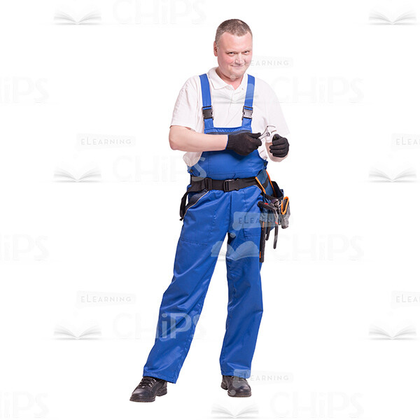 Pleased Repairman Holding a Wrench Cutout Photo-0