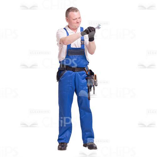 Busy Workman Tightening Bolts Cutout Image-0