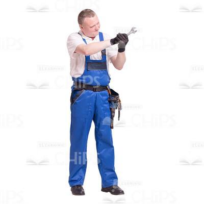 Cutout Photo of Middle-aged Worker Turning Screws-0