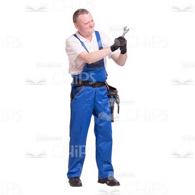 Busy Repairman Screwing Nuts Cutout Image-0