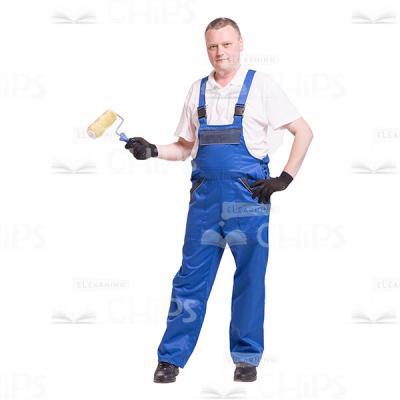 Serious Worker Holding a Paint Roller Cutout Image-0