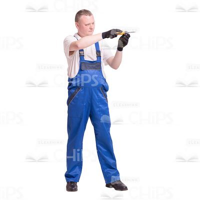 Cutout Photo of Focused Builder Holding a Screwdriver and Working-0