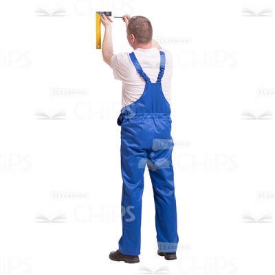Cutout Image of Middle-aged Builder Standing His Back and Drawing -0
