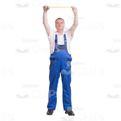 Cutout Worker Holding Measuring Tape With Raised Up Hands-0