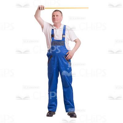 Cutout Picture Of Focused Worker Measuring Length-0
