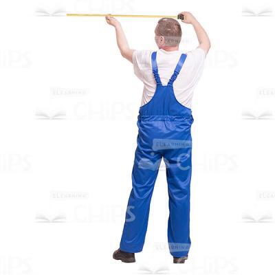 Mid-Aged Foreman Using Measuring Tape Back View Cutout Picture-0
