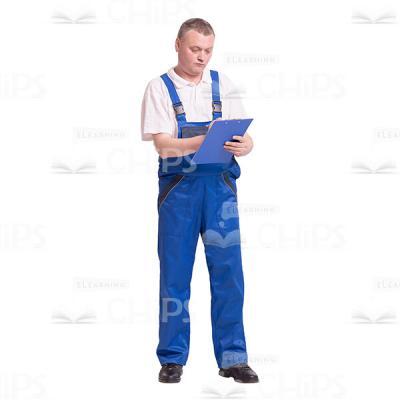 Serious Delivery Officer Making Notes Cutout Photo-0