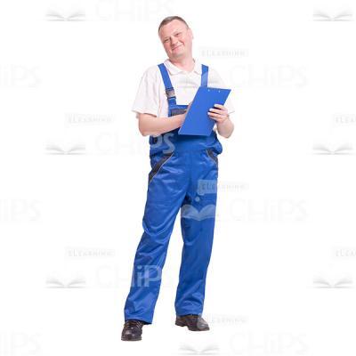 Satisfied Delivery Officer With Clipboard Feels Excited Cutout Photo-0