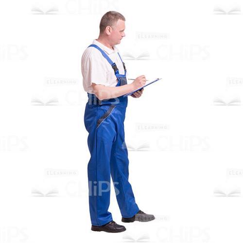Attentive Worker Standing Sideways And Making Notes Cutout Photo-0