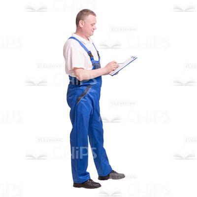 Mid-Aged Handyman Filling Papers Cutout Photo-0