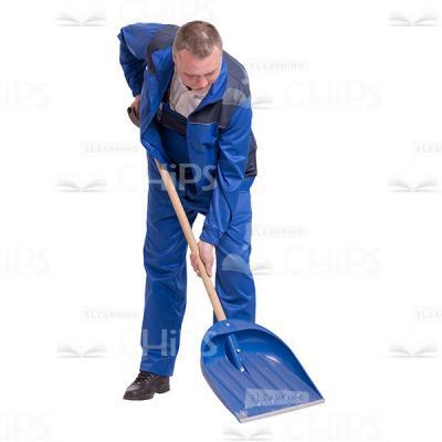 Cutout Image Of Male Worker Using Shovel-0
