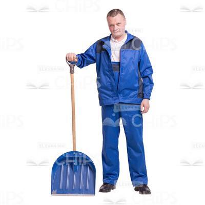 Focused Worker Holding Shovel With Right Hand Cutout Image-0