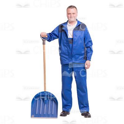 Happy Mid-Aged Worker With Shovel Cutout Image-0