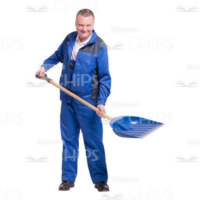 Excited Man Working With Scoop Shovel Cutout Image-0