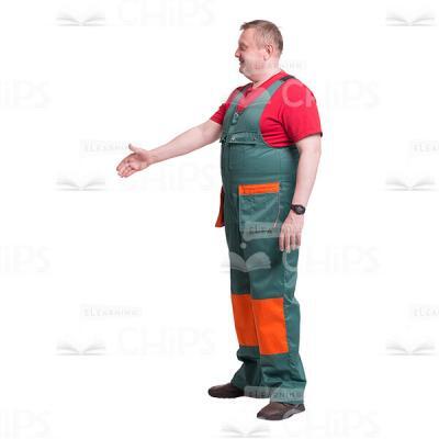 Cutout Picture of Smiling Middle-aged Repairman Shaking His Hands -0