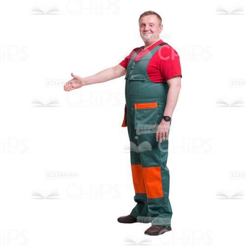 Cutout Picture of Smiling Middle-aged Repairman Shaking His Hands and Looking at the Camera-0
