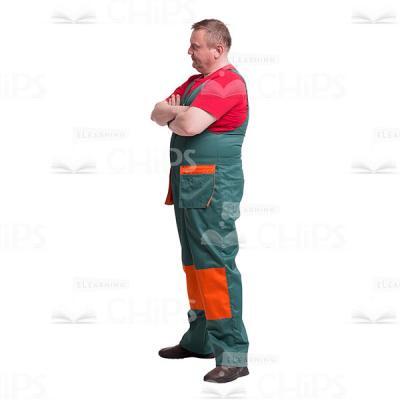 Cutout Picture of Discontented Repairman Crossed His Arms-0