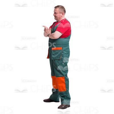 Cutout Picture of Middle-aged Repairman Crossed His Arms and Pointing-0