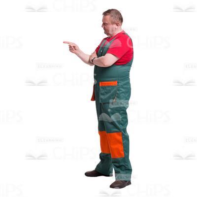 Cutout Picture of Serious Repairman Pointing at Somebody Profile View-0