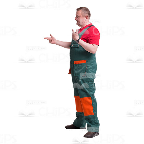 Cutout Photo of Middle-aged Repairman Gesticulating Profile View-0