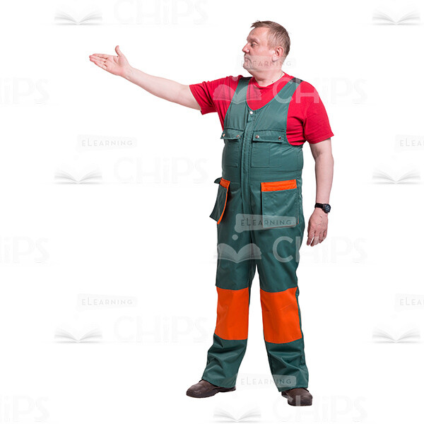 Middle-Aged Repairman With Stretched Right Arm Cutout Picture-0