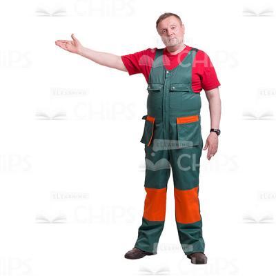 Middle-Aged Repairman With Inviting Gesture Cutout Picture-0