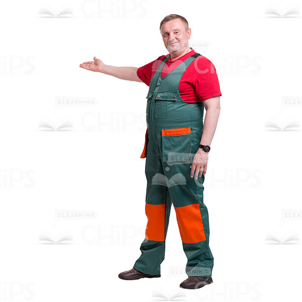 Smiling Inviting Middle-Aged Repairman With Cutout Picture-0
