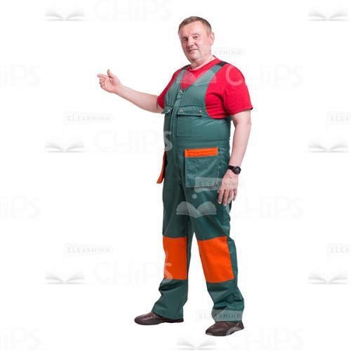 Serious With Raised Hand Middle-Aged Repairman Cutout Picture-0