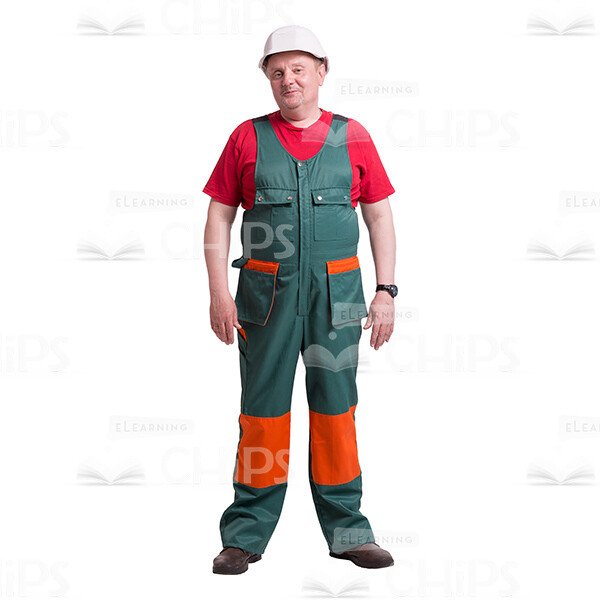 Smiling Middle-Aged Repairman In Helmet Cutout Picture-0