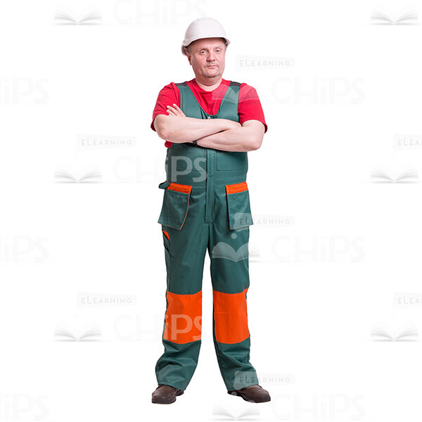 Middle-Aged Repairman In Helmet With Crossed Arms Cutout Picture-0