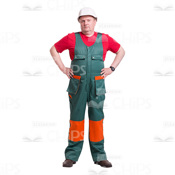 Middle-Aged Repairman In Helmet With Hands On His Waist Cutout Picture-0