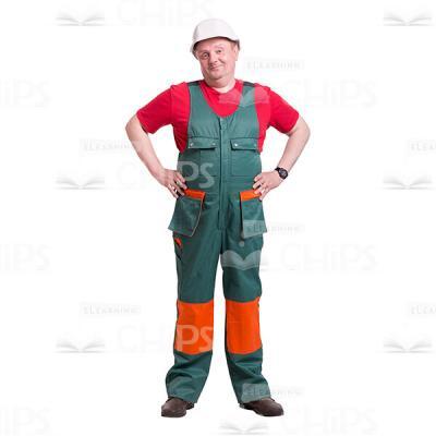 Smiling Middle-Aged Repairman In Helmet With Hands On His Waist Cutout Picture-0