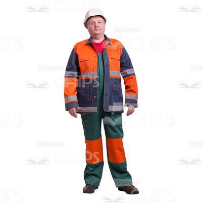 Middle-Aged Repairman In Helmet In Working Jacket Cutout Picture-0