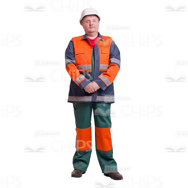 Crossed Hands Middle-Aged Repairman In Jacket Cutout Picture-0