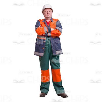Crossed Arms Middle-Aged Repairman In Jacket Cutout Picture-0