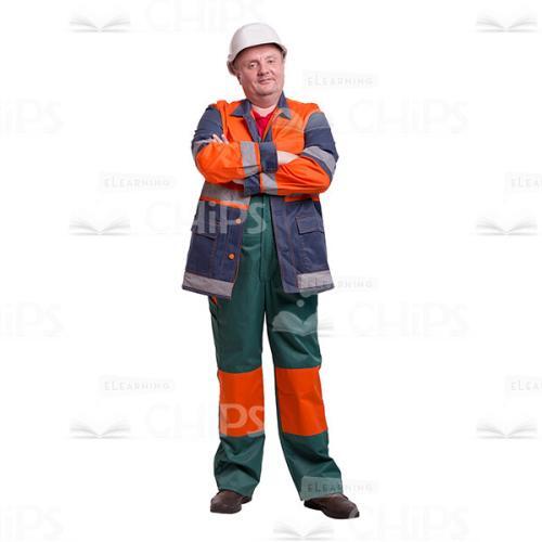 Slightly Smiling Repairman In Jacket With Crossed Arms Cutout Picture-0
