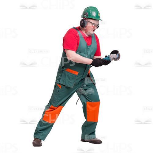 Middle-aged Repairman In The Glasses Using The Hand Saw Cutout Picture-0